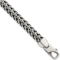 Sterling Silver 8.25mm Spiga Chain Bracelet with Lobster Clasp - Polished & Antiqued Finish by Lumare Gioia