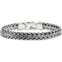 Sterling Silver 8.25mm Spiga Chain Bracelet with Lobster Clasp - Polished & Antiqued Finish by Lumare Gioia