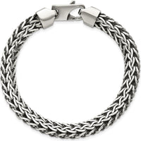 Sterling Silver 8.25mm Spiga Chain Bracelet with Lobster Clasp - Polished & Antiqued Finish by Lumare Gioia