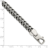 Sterling Silver 8.25mm Spiga Chain Bracelet with Lobster Clasp - Polished & Antiqued Finish by Lumare Gioia