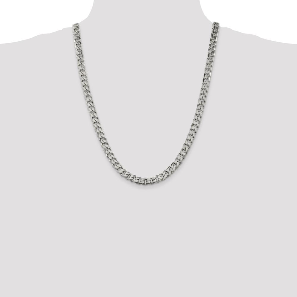 Sterling Silver 8.3mm Curb Chain Necklace with Polished Finish - 24 inches by Lumare Gioia