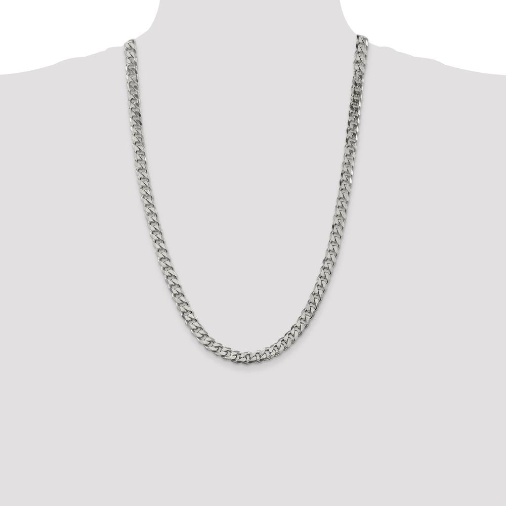 Sterling Silver 8.3mm Curb Chain Necklace with Polished Finish and Lobster Clasp - 26 Inches by Lumare Gioia