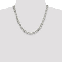 Sterling Silver 8.3mm Pavé Curb Chain Necklace - 20 inches by Lumare Gioia