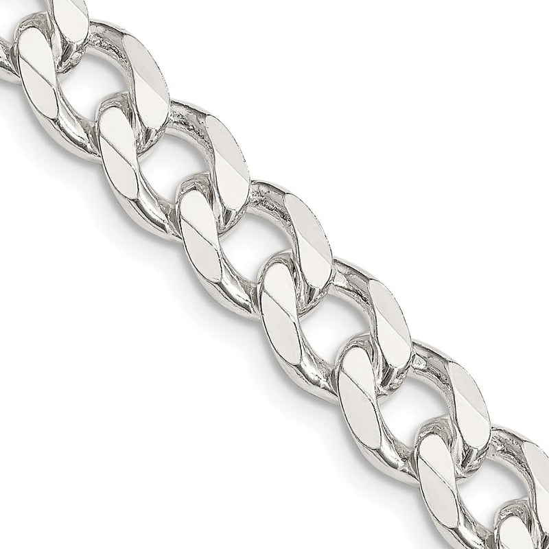 Sterling Silver 8.3mm Polished Curb Chain Necklace - 20 Inches by Lumare Gioia