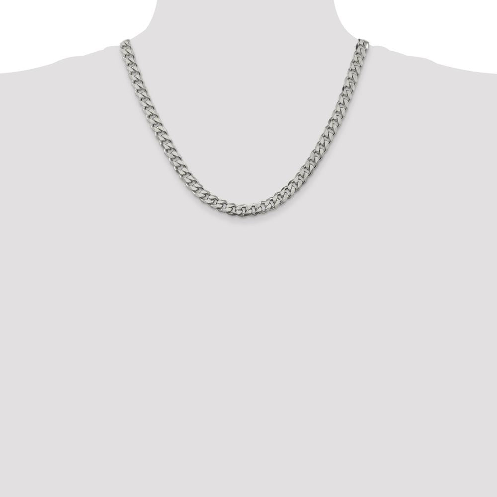 Sterling Silver 8.3mm Polished Curb Chain Necklace - 20 Inches by Lumare Gioia