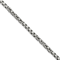 Sterling Silver 8.5" Antiqued Brush Byzantine/Box Link Bracelet with Rhodium Accents by Lumare Gioia