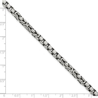 Sterling Silver 8.5" Antiqued Brush Byzantine/Box Link Bracelet with Rhodium Accents by Lumare Gioia