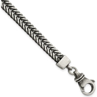 Sterling Silver 8.5" Brushed Antiqued Wheat Chain Bracelet by Lumare Gioia