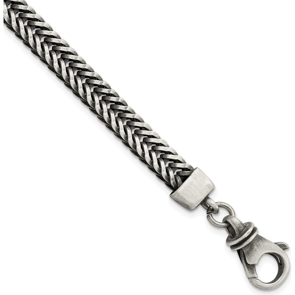 Sterling Silver 8.5" Brushed Antiqued Wheat Chain Bracelet by Lumare Gioia