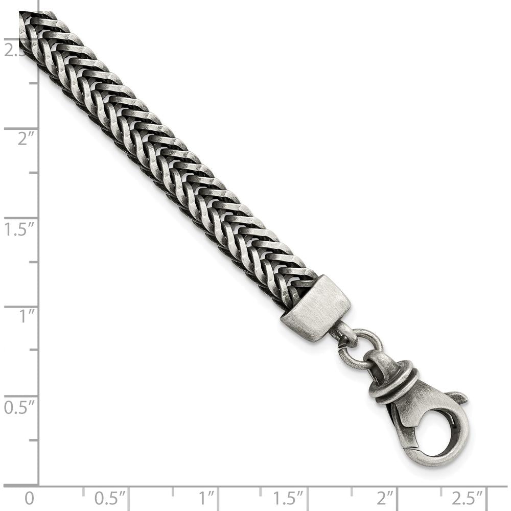 Sterling Silver 8.5" Brushed Antiqued Wheat Chain Bracelet by Lumare Gioia