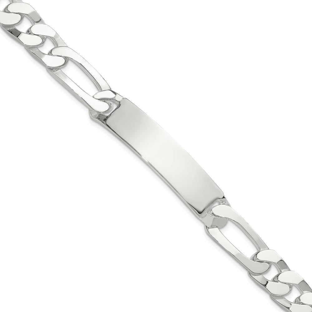 Sterling Silver 8.5" Figaro ID Bracelet with Polished Finish - Unisex Engravable Design by Lumare Gioia