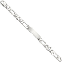 Sterling Silver 8.5" Figaro ID Bracelet with Polished Finish - Unisex Engravable Design by Lumare Gioia
