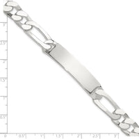 Sterling Silver 8.5" Figaro ID Bracelet with Polished Finish - Unisex Engravable Design by Lumare Gioia