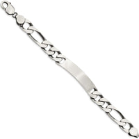 Sterling Silver 8.5 Inch Figaro Link Engraveable ID Bracelet - Antiqued Finish by Lumare Gioia