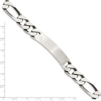 Sterling Silver 8.5 Inch Figaro Link Engraveable ID Bracelet - Antiqued Finish by Lumare Gioia