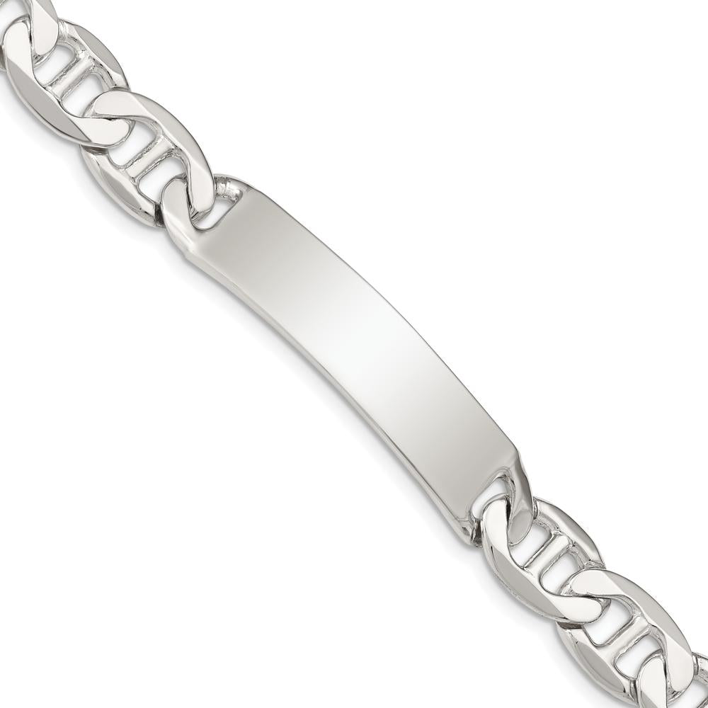 Sterling Silver 8.5" Polished Anchor Link ID Bracelet with Engraveable Plate by Lumare Gioia