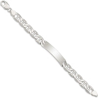 Sterling Silver 8.5" Polished Anchor Link ID Bracelet with Engraveable Plate by Lumare Gioia