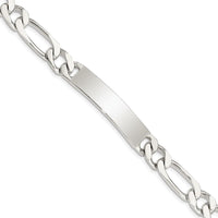 Sterling Silver 8.5" Polished Engravable Figaro Link ID Bracelet for Men by Lumare Gioia