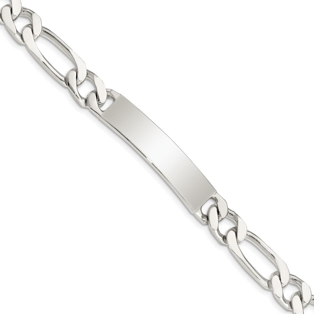 Sterling Silver 8.5" Polished Engravable Figaro Link ID Bracelet for Men by Lumare Gioia