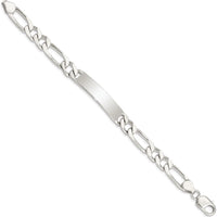Sterling Silver 8.5" Polished Engravable Figaro Link ID Bracelet for Men by Lumare Gioia