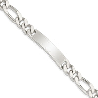 Sterling Silver 8.5" Polished Figaro Link ID Bracelet - Engravable by Lumare Gioia