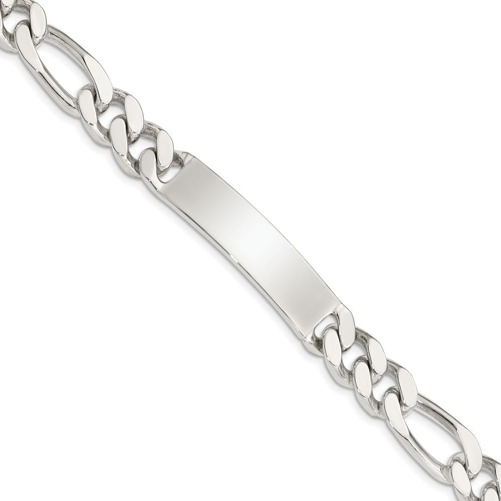 Sterling Silver 8.5" Polished Figaro Link ID Bracelet - Engravable by Lumare Gioia