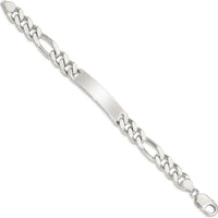 Sterling Silver 8.5" Polished Figaro Link ID Bracelet - Engravable by Lumare Gioia