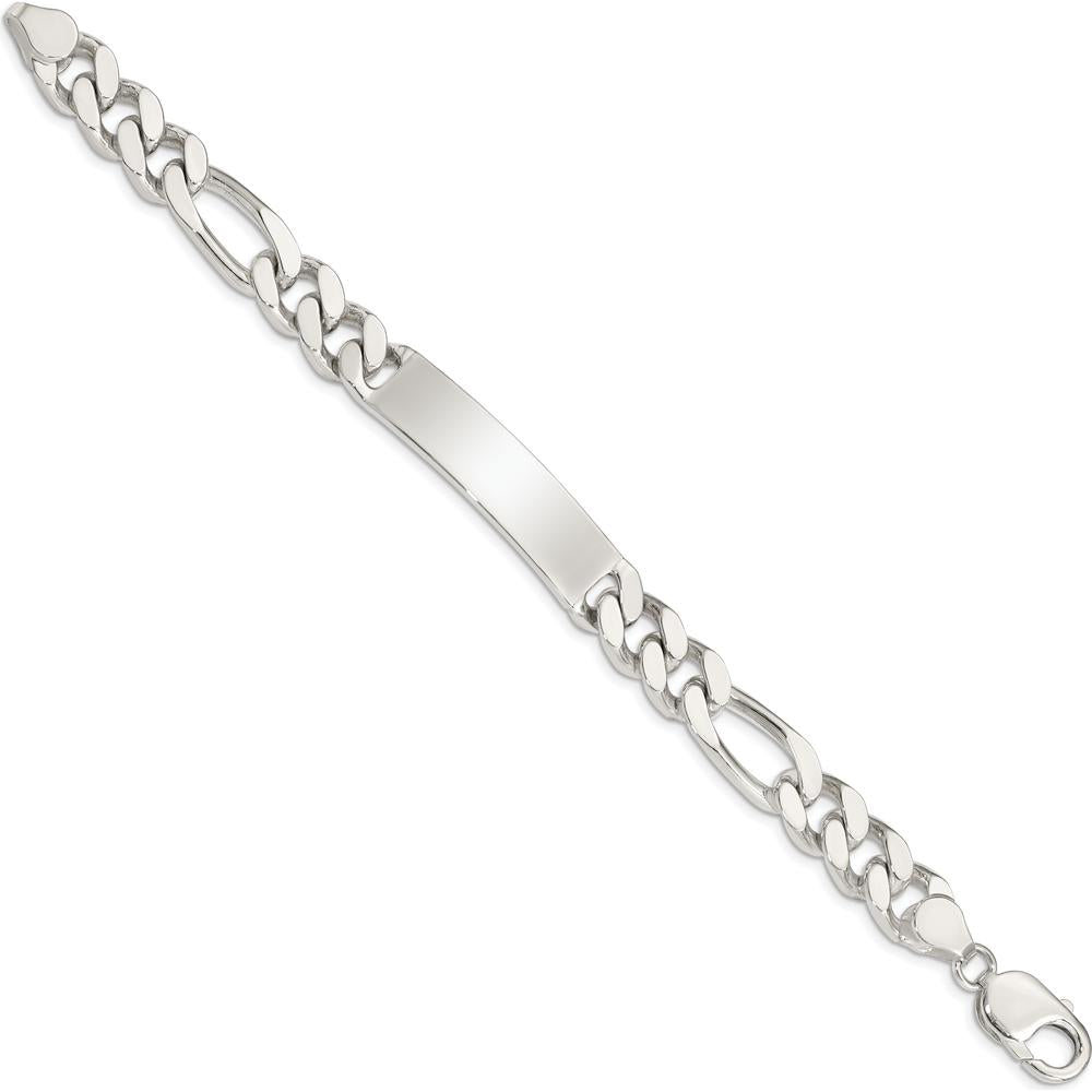 Sterling Silver 8.5" Polished Figaro Link ID Bracelet - Engravable by Lumare Gioia