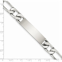 Sterling Silver 8.5" Polished Figaro Link ID Bracelet with Engravable Plate - Personalized Men's Jewelry by Lumare Gioia