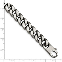 Sterling Silver 8.5" Ruthenium-Plated Curb Link Bracelet with Antiqued Brushed Finish by Lumare Gioia