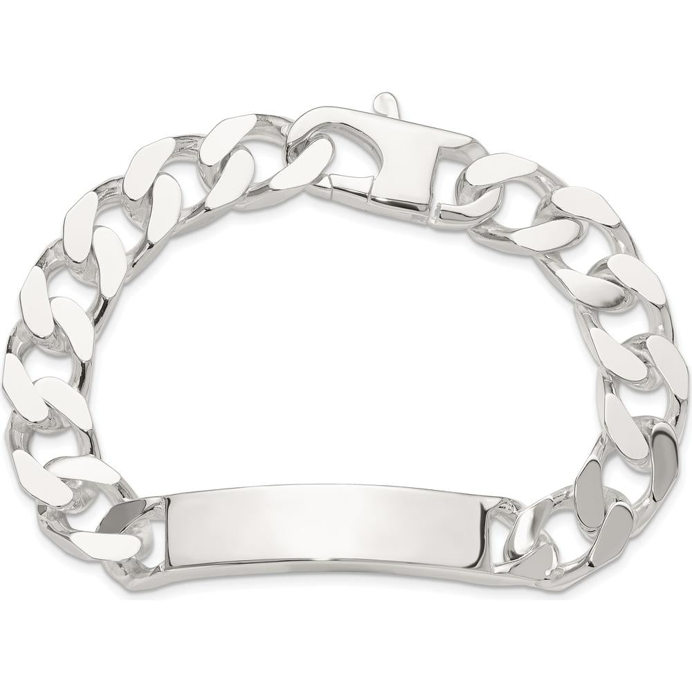 Sterling Silver 8.5in Curb ID Bracelet with Polished Finish by Lumare Gioia