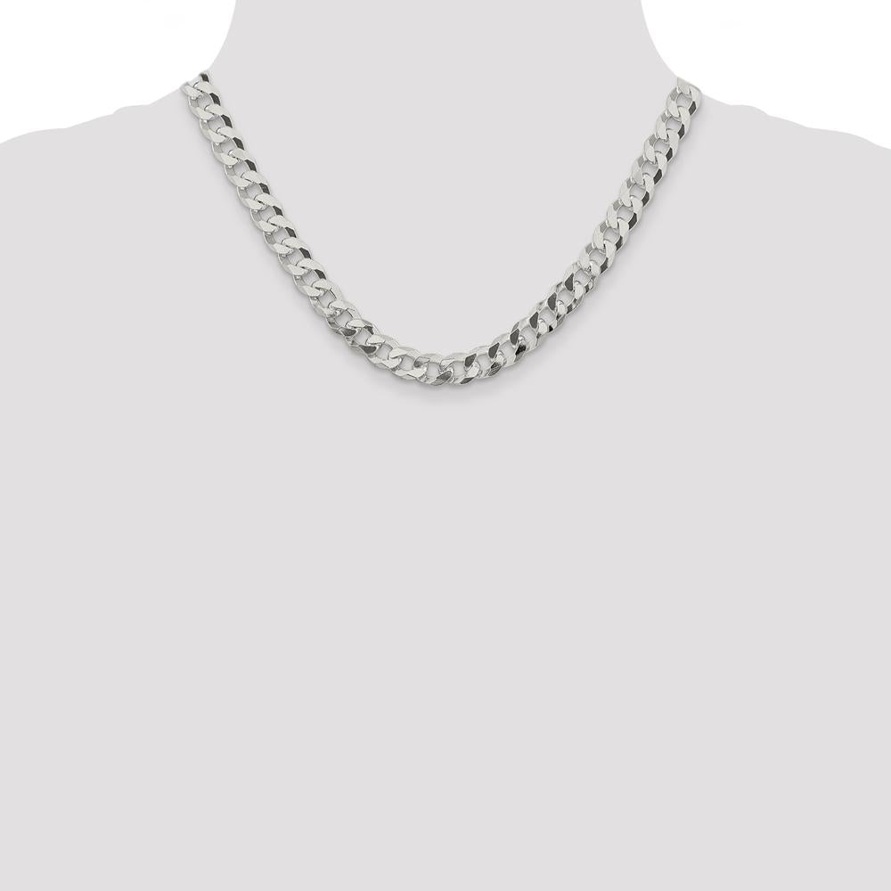Sterling Silver 8.5mm Beveled Curb Chain Necklace - 18 Inches by Lumare Gioia