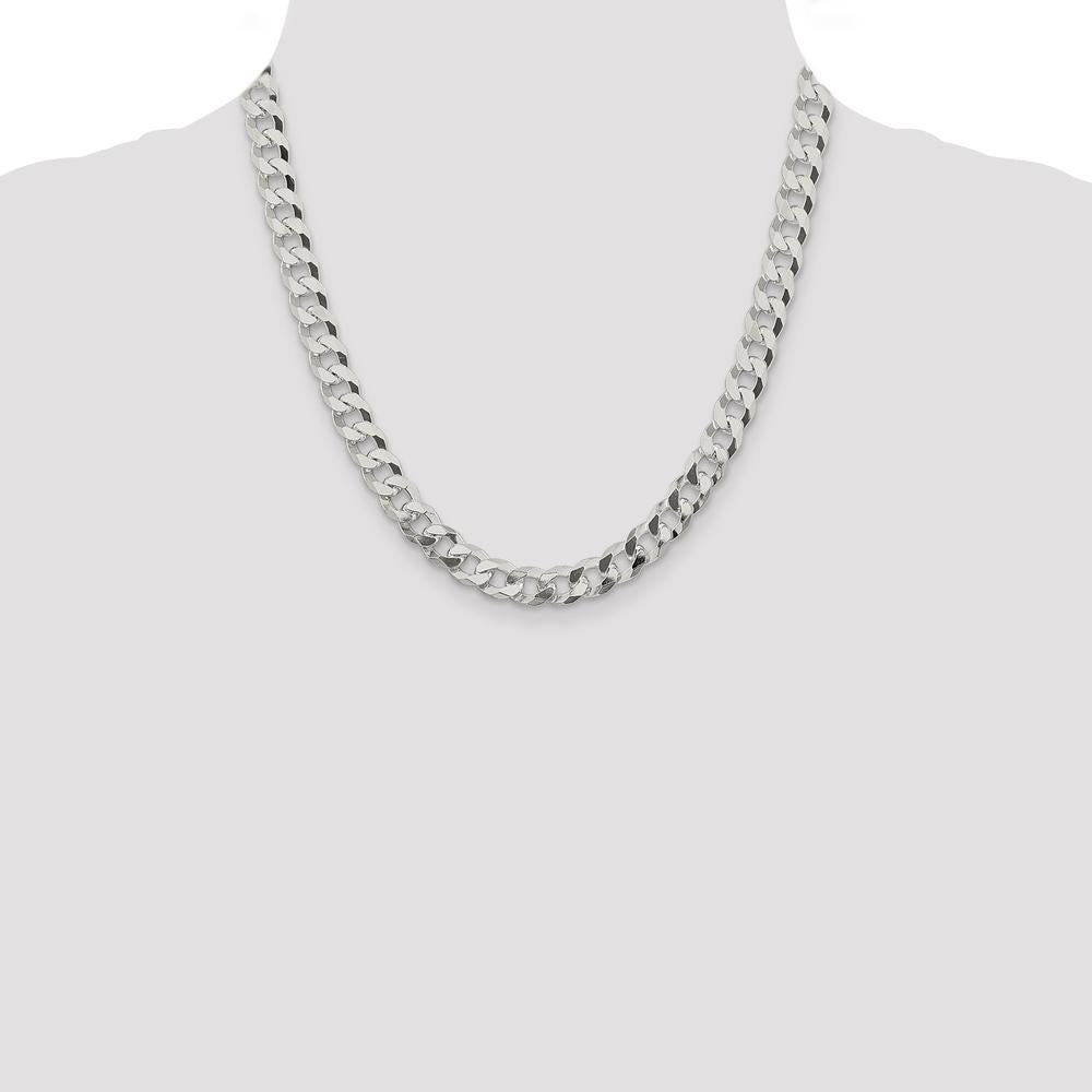 Sterling Silver 8.5mm Beveled Curb Chain Necklace - 20" Length by Lumare Gioia