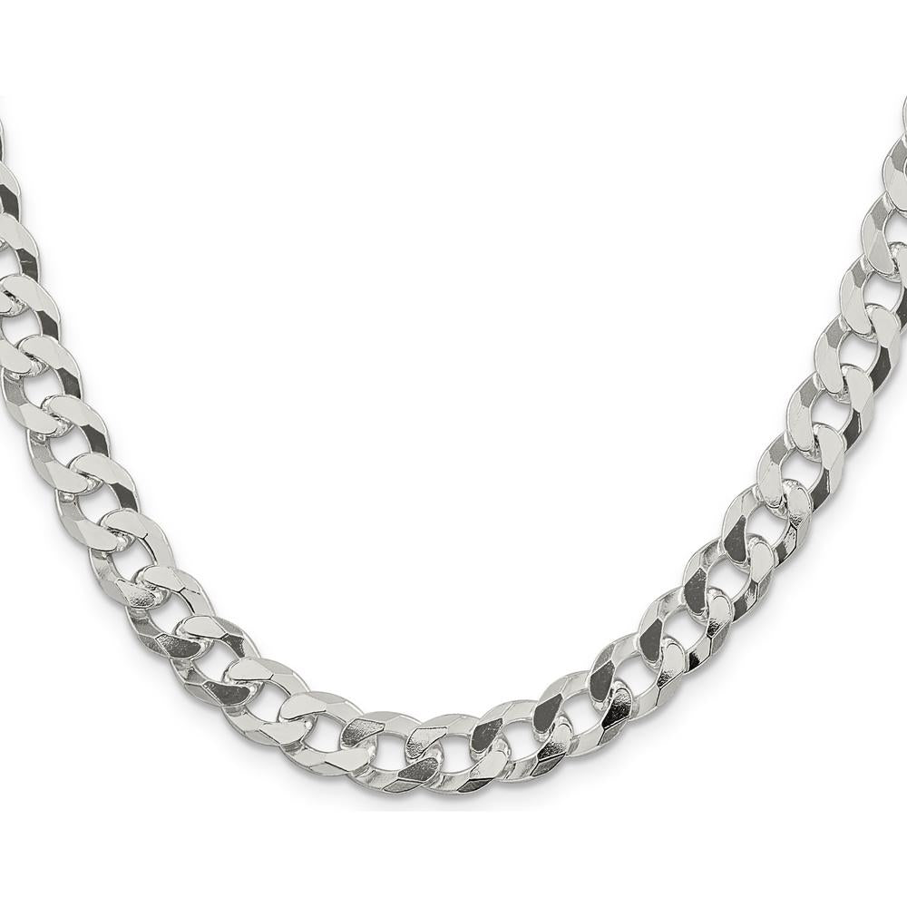 Sterling Silver 8.5mm Beveled Curb Chain Necklace - 26 inches by Lumare Gioia