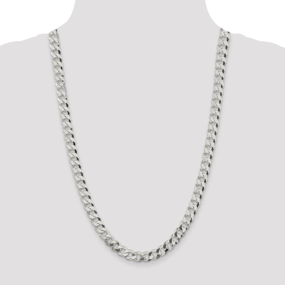 Sterling Silver 8.5mm Beveled Curb Chain Necklace - 26 inches by Lumare Gioia