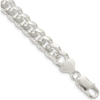 Sterling Silver 8.5mm Domed Curb Chain Bracelet with Diamond-Cut Side Texture - 7 in Length by Lumare Gioia