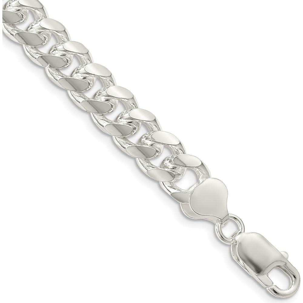 Sterling Silver 8.5mm Domed Curb Chain Bracelet with Diamond-Cut Side Texture - 7 in Length by Lumare Gioia