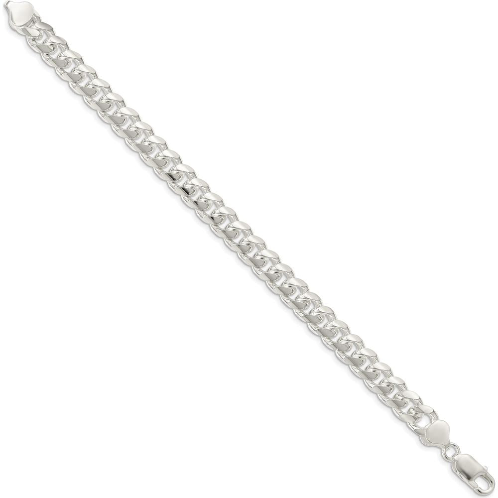 Sterling Silver 8.5mm Domed Curb Chain Bracelet with Diamond-Cut Side Texture - 7 in Length by Lumare Gioia