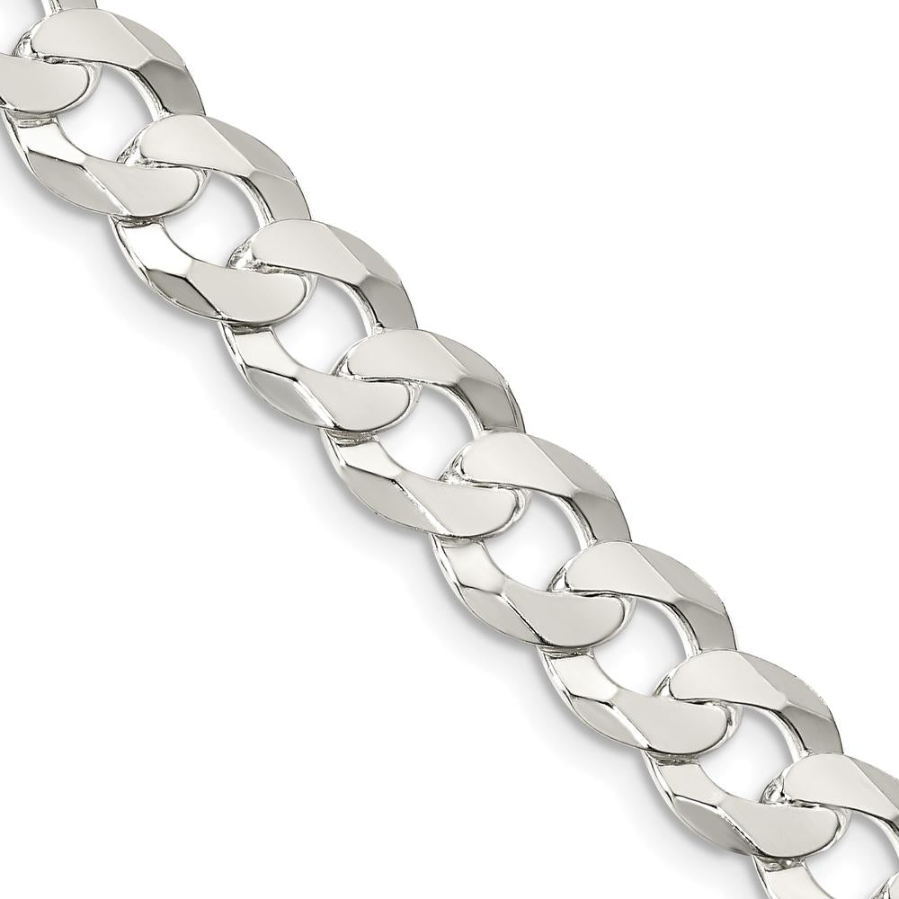 Sterling Silver 8.5mm Flat Curb Chain Necklace - 20 Inches, Polished Finish, Anti-Tarnish by Lumare Gioia