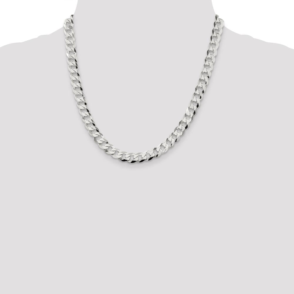 Sterling Silver 8.5mm Flat Curb Chain Necklace - 20 Inches, Polished Finish, Anti-Tarnish by Lumare Gioia