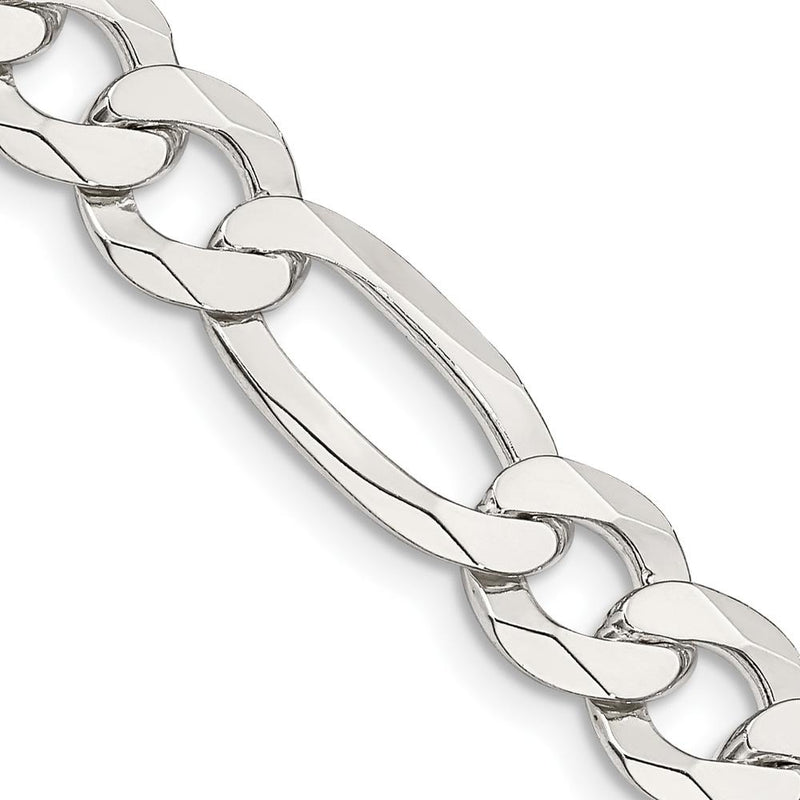 Sterling Silver 8.5mm Lightweight Flat Figaro Chain - 22 Inches by Lumare Gioia