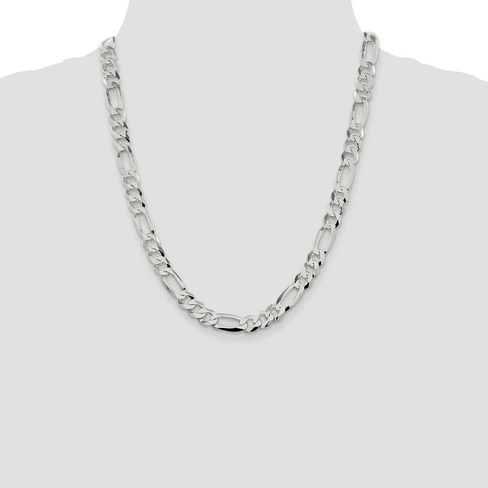 Sterling Silver 8.5mm Lightweight Flat Figaro Chain - 22 Inches by Lumare Gioia