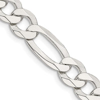 Sterling Silver 8.5mm Lightweight Flat Figaro Chain - 24 Inches by Lumare Gioia