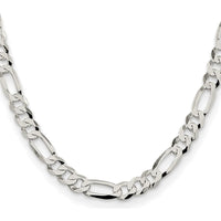 Sterling Silver 8.5mm Lightweight Flat Figaro Chain - 24 Inches by Lumare Gioia