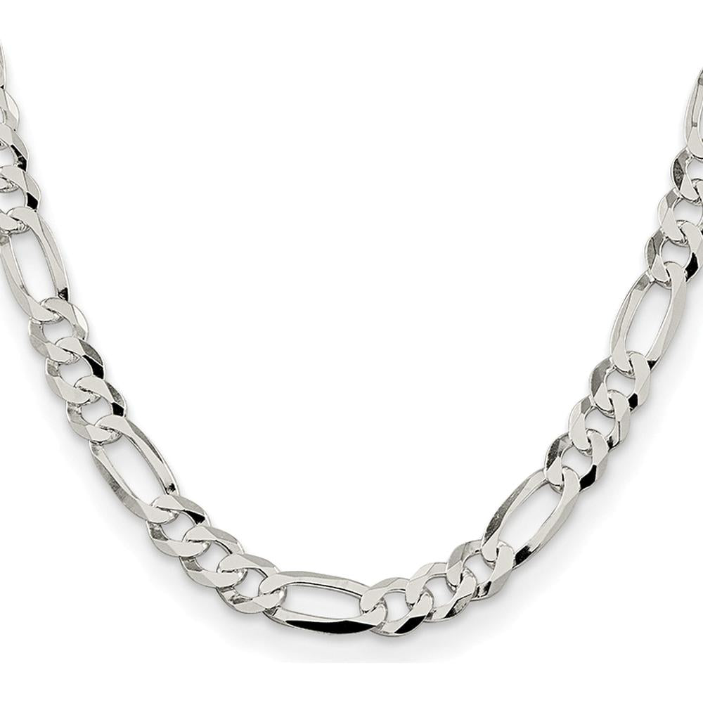 Sterling Silver 8.5mm Lightweight Flat Figaro Chain - 24 Inches by Lumare Gioia