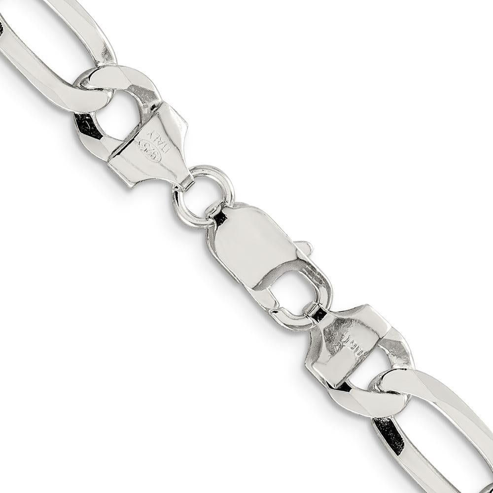 Sterling Silver 8.5mm Lightweight Flat Figaro Chain - 24 Inches by Lumare Gioia