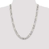 Sterling Silver 8.5mm Lightweight Flat Figaro Chain - 24 Inches by Lumare Gioia