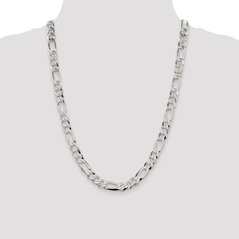 Sterling Silver 8.5mm Lightweight Flat Figaro Chain - 24 Inches by Lumare Gioia