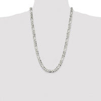 Sterling Silver 8.5mm Lightweight Flat Figaro Chain - 26" Polished Necklace by Lumare Gioia