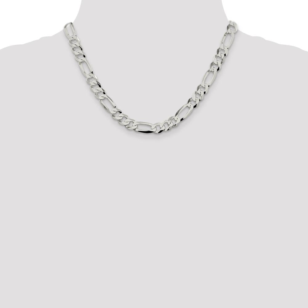 Sterling Silver 8.5mm Lightweight Flat Figaro Chain Necklace - 18 Inches by Lumare Gioia